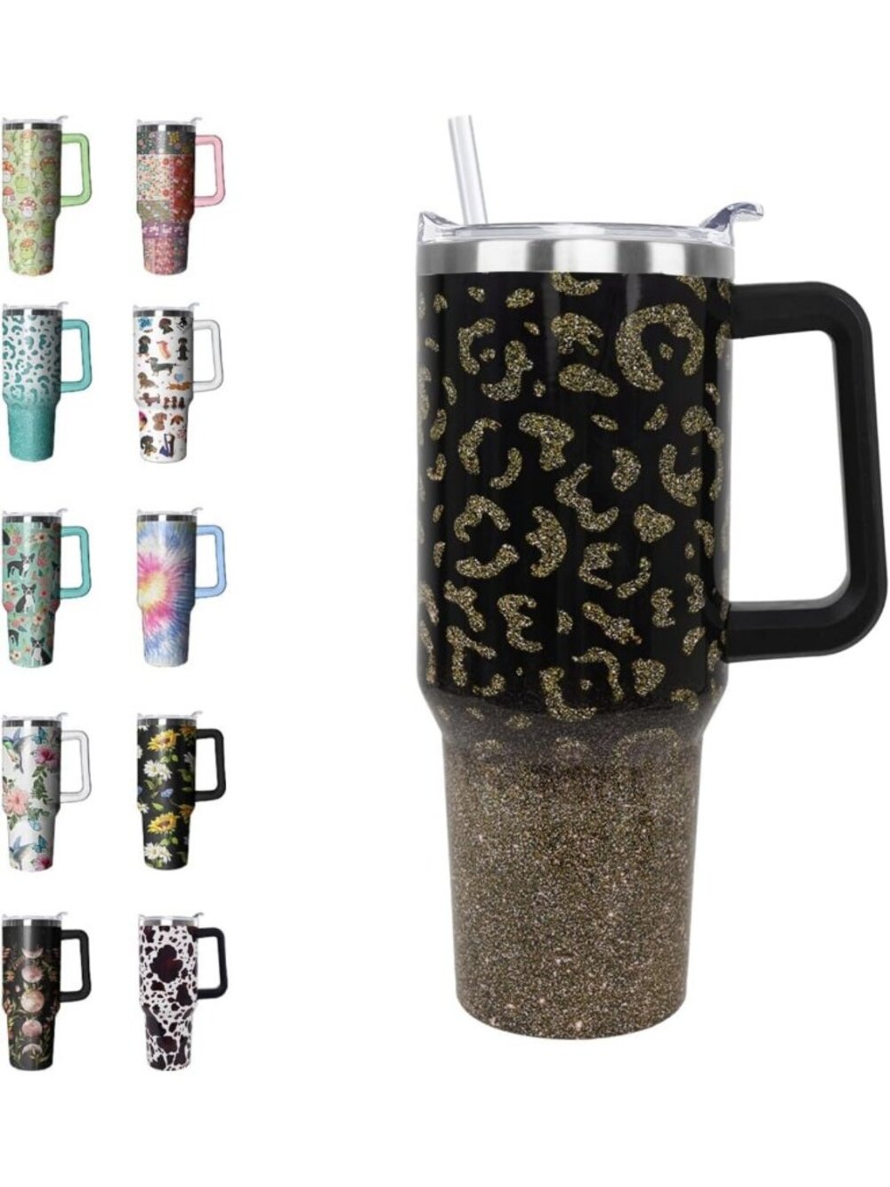 Cute Cheetah Print 40 oz Travel Mug | Insulated Leak-Proof Coffee Cup for Women